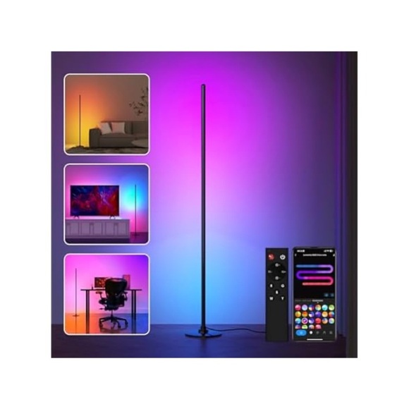 Smart LED Corner Floor Lamp-16M Colors, Music Sync, Alexa/Google Compatible, 51” - Picture 1 of 8